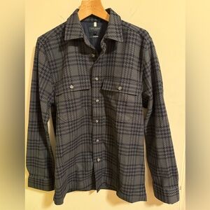 Ted Baker Men's Navy Houndstooth Button-Up Shirt Size 1 Small